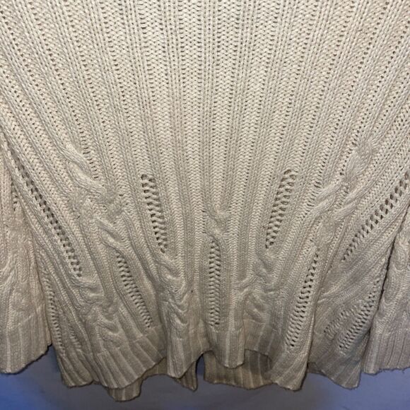 Heather B Women’s Cable Knit Sweater Size Medium Ivory Going Out Party 3/4 Slv - Picture 12 of 12